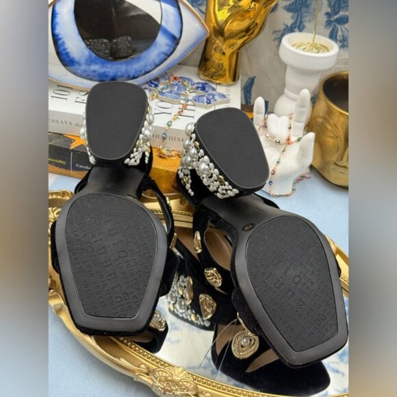 🆕 GIANNI BINI 🧿 NWOB Penei Velvet Pearl Surrealist Ornament Slide Sandal Sz 7 - Picture 15 of 16
